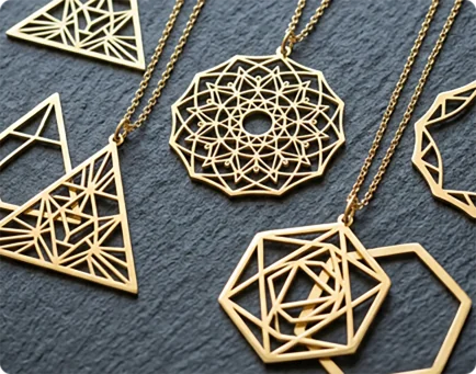 Laser cut geometric pendant sample
