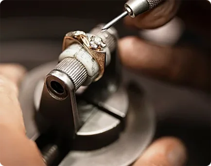 Jewelry craftsman hand stamping ring detail