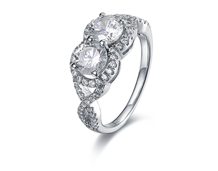 Large halo lab-grown diamond engagement ring