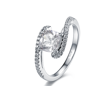Curved halo lab-grown diamond ring