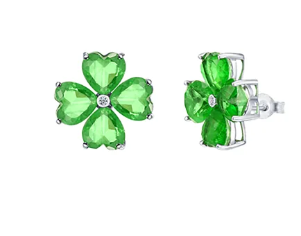 Lab-grown diamond leaf earrings