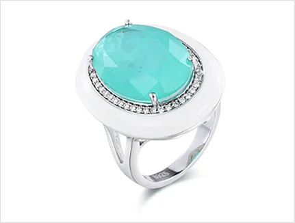 Flux grown emerald ring