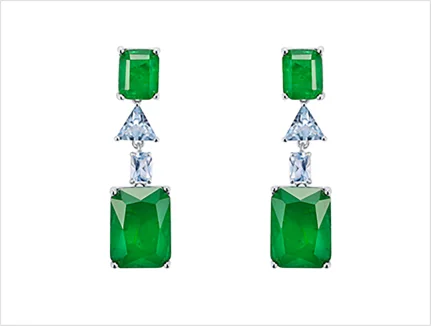 Flux grown emerald earrings