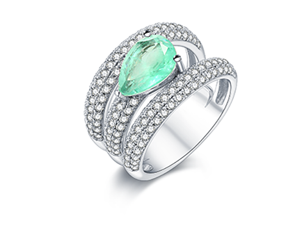 Pear cut green CZ ring
