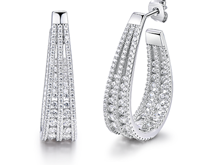 Long vertical CZ drop earrings