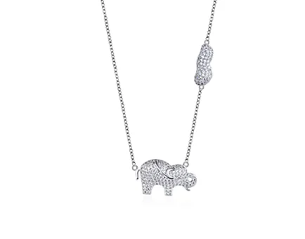 Pave elephant charm necklace sample