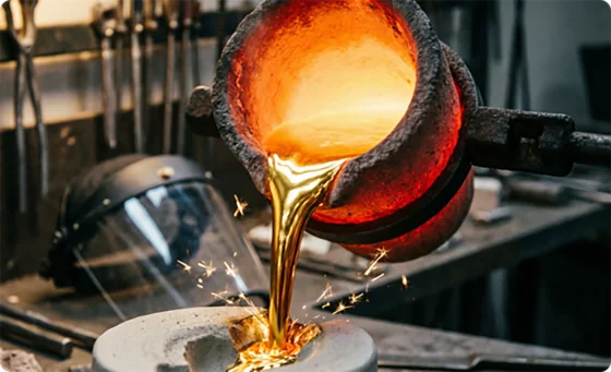 Lost-wax casting molten metal for pendants