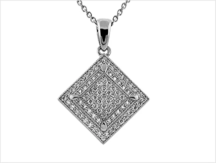 Square pave diamond pendant