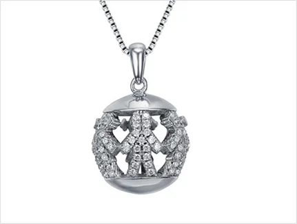 Round cage diamond pendant