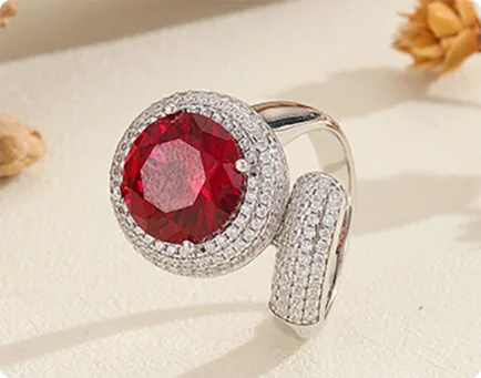 Ruby halo statement ring