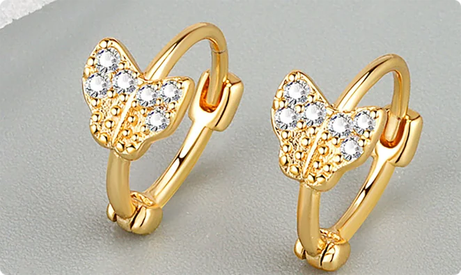 Alloy brass butterfly hoop jewelry set