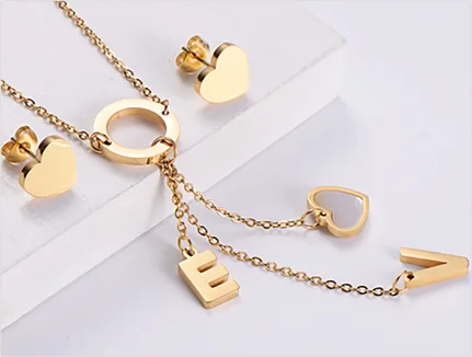 Bridal love heart jewelry set