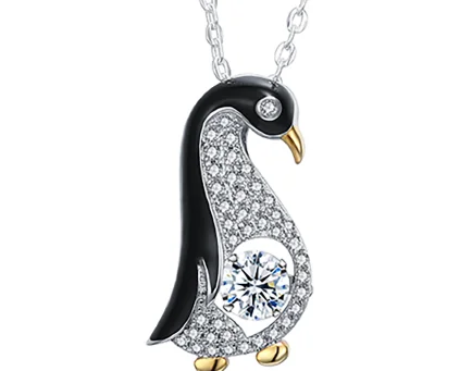 Penguin enamel animal pendant