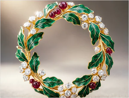 Holly wreath ring christmas collection