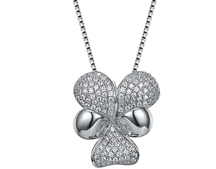 Pave butterfly flower pendant