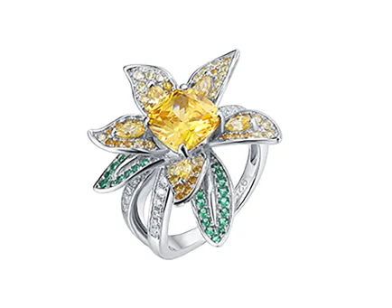 Yellow sapphire flower ring