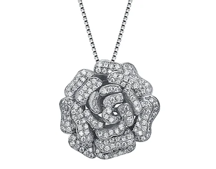 Pave diamond rose pendant