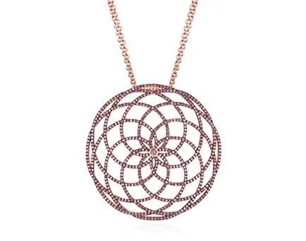 Rose gold openwork flower pendant
